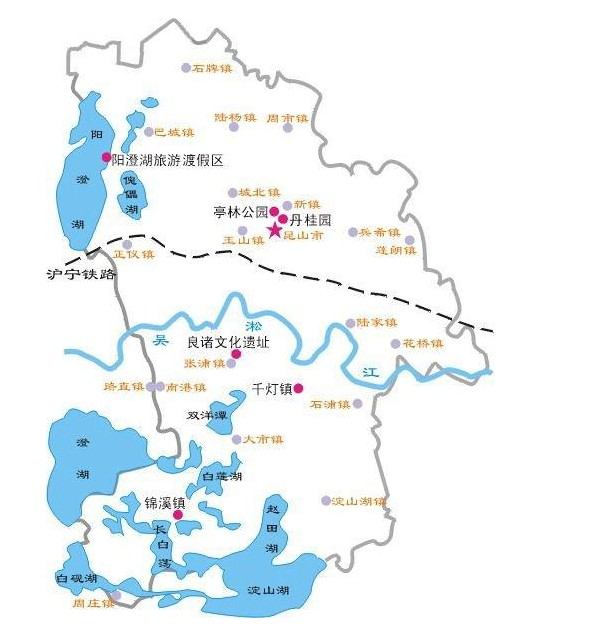 昆山景点分布图